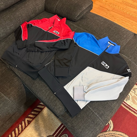Bundle of 2 Fila Italian Red and Blue Black Striped Jacket Size L (14/16)